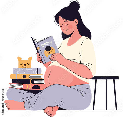 Pregnant Woman Reading to Baby Bump