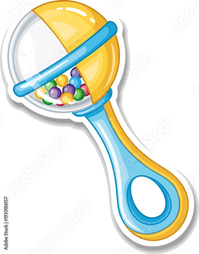 Brightly Colored Baby Rattle Toy with Small Beads Inside