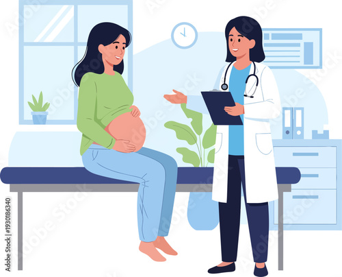 Pregnant Woman Consults Doctor in Clinic