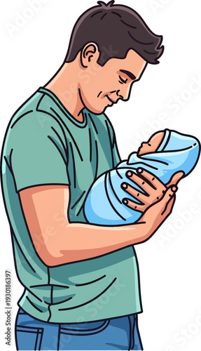 Father holding newborn baby