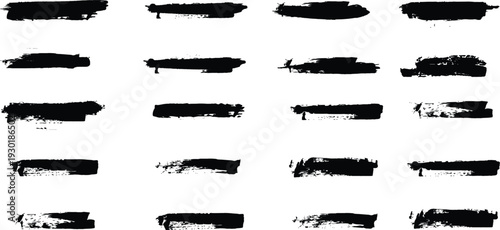 Black color underline crayon set. Doodles design elements for emphasizing text lines and decorative accents. horizontal hand drawn chalk, marker or pencil highlighter strokes with rough textured edges