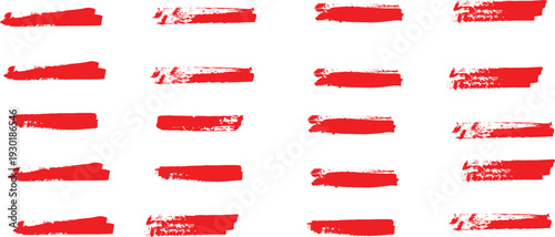 Red underline and strikethrough markers collection. Horizontal hand drawn marker stripes.