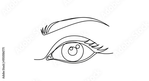 Minimalist Line Art Drawing of a Human Eye and Eyebrow