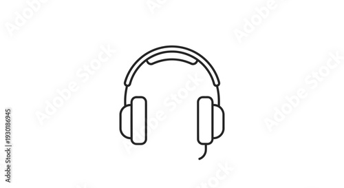 Minimalist Line Art Icon of Headphones, Modern Audio Equipment Symbol