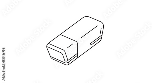Minimalist Line Art Illustration of a White Eraser on a White Background