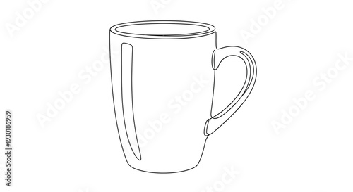 Minimalist Line Art Mug Drawing, Simple Coffee Cup Icon, Clean Design