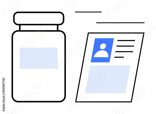 Healthcare concept. Healthcare tools thumbs up a medicine bottle and patient ID efficient medical identification. Healthcare ensures accurate treatments and records. For medical use, clinics