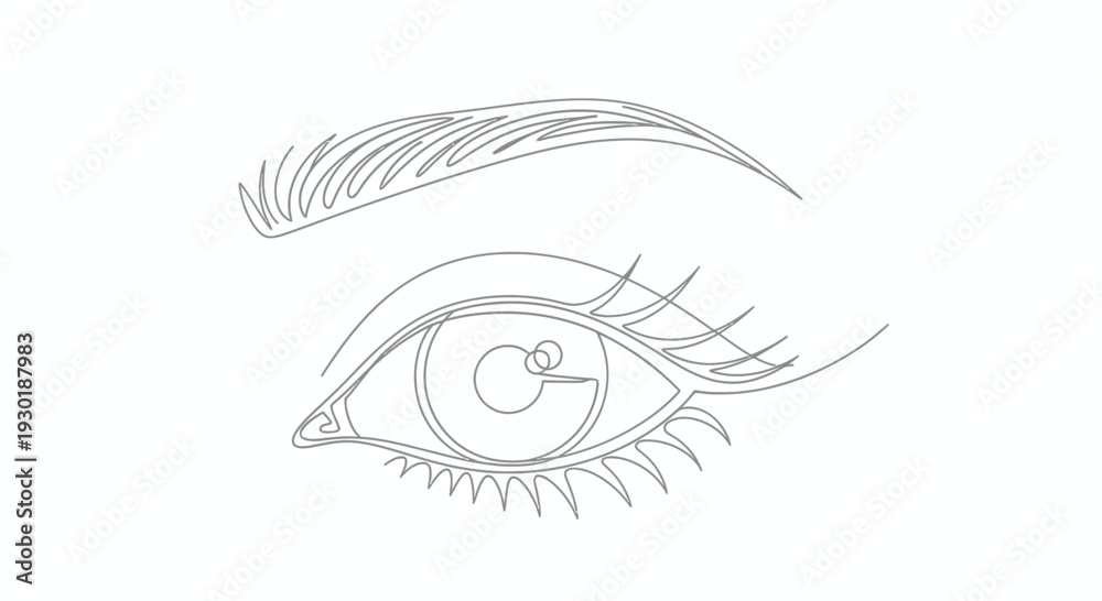 Obraz premium Minimalist Line Art Drawing of a Woman's Eye with Eyebrow