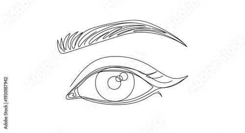Minimalist Line Art Drawing of a Woman's Eye and Eyebrow