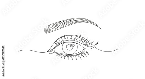 Minimalist Line Art Drawing of a Woman's Eye and Eyebrow