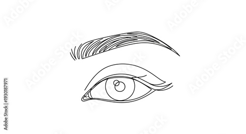Minimalist Line Art Drawing of a Woman's Eye and Eyebrow