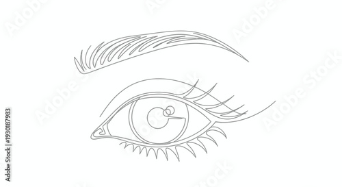 Minimalist Line Art Drawing of a Woman's Eye with Eyebrow