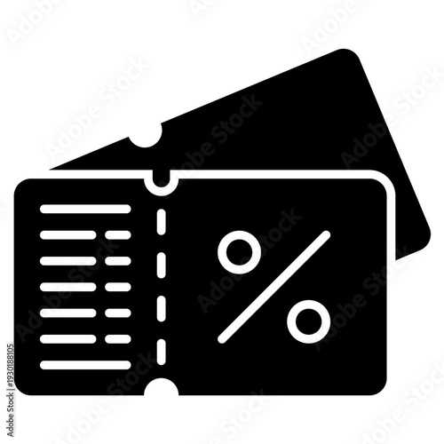 Coupons icon in glyph style, suitable for ecommerce, retail, online shopping concept illustrations