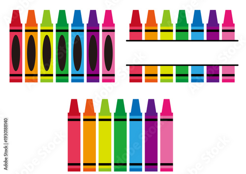 虹色のクレヨンとフレームデザイン