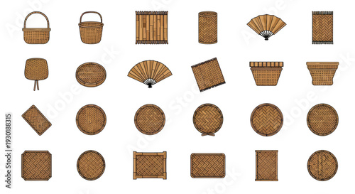 Collection of Traditional Woven Baskets.