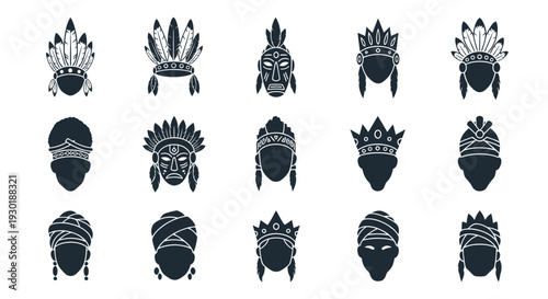 Collection of Tribal Mask Designs.