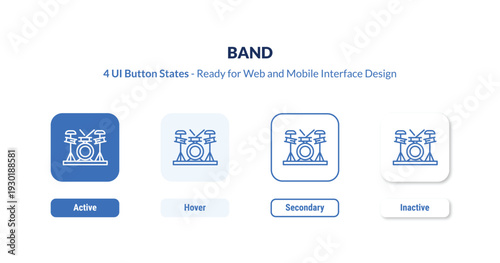 band 4-state UI button. Outline icon kit from ultimate glyphicons collection. Thin linear band, health, heart editable vector. Minimal band sign for web and mobile interface