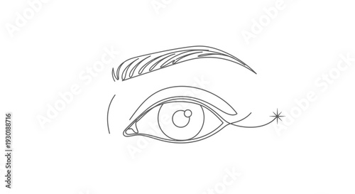 Minimalist Eye Line Art with Sparkle - Beauty, Glamour, and Vision Concept