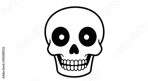 Cartoon Skull with Big Eyes and Smiling Mouth