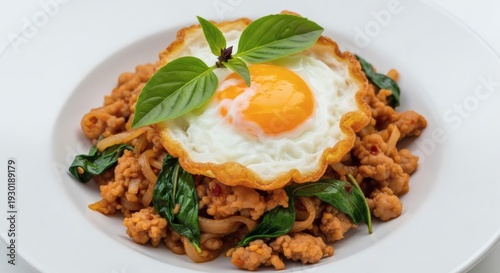 Delicious Thai Basil Stir Fry with Egg.