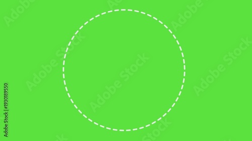 Line dot circle frame animated on green background, 