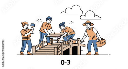 Construction Workers Building a Scaffolding.