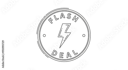 Flash Deal Stamp with Lightning Bolt Icon, Circular Badge for Sale and Discount