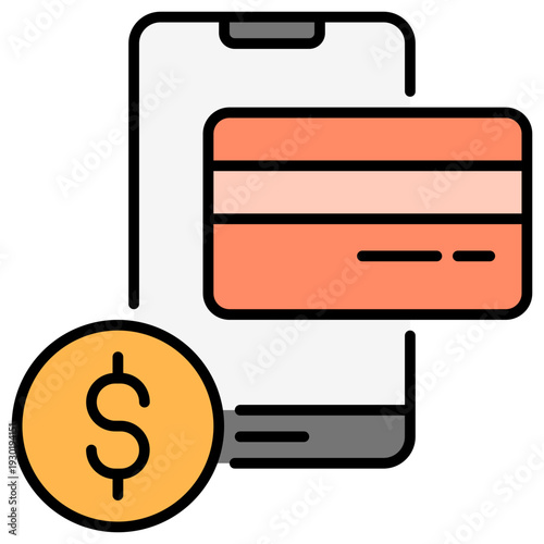 Online Payment icon in filled line style, suitable for finance, banking, ecommerce concept illustrations