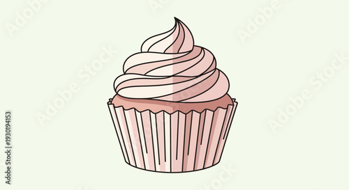 Delicious Pink Cupcake with Swirl Frosting on Light Background