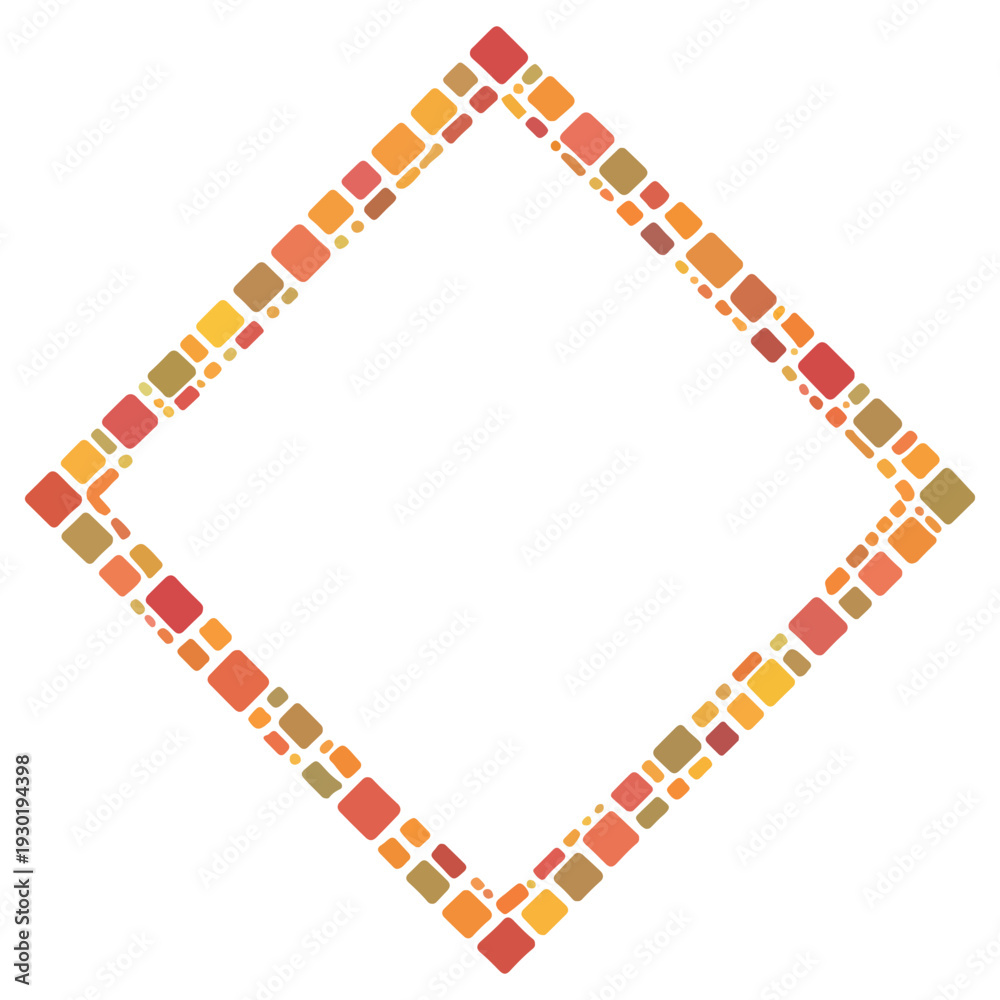Φωτογραφία Diamond Shaped Mosaic Frame Design, Fall Tile Frame Illustration, Rustic Autumn