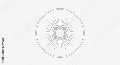 Abstract Sunburst Rays Circle Logo Emblem Design, Minimalist Geometric Starburst Emblem