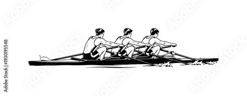 Rowing Team in Action on a Boat