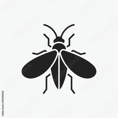 Fly Silhouette Icon – Black Insect Pest Vector Illustration