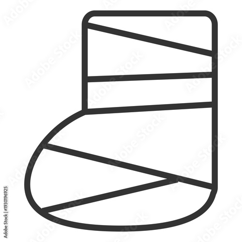 骨折をした時の足のギプスの画像　医療アイコン素材