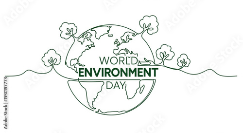 World environment day illustration with green globe flowers and eco friendly theme for sustainable living and conservation efforts worldwide