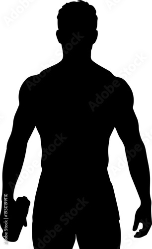 Muscular Man Silhouette Vector Graphic of Strong Male Physique Fitness and Bodybuilding Icon