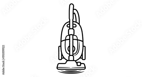 Upright Vacuum Cleaner Icon - Simple Line Art Illustration