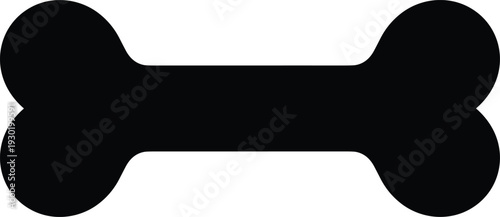 Dog bone silhouette icon, pet food symbol, animal care vector design, cartoon illustration set, isolated black shape for branding