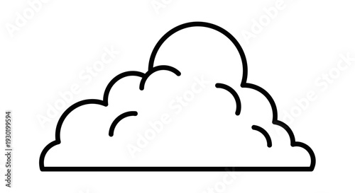 Simple vector illustration of a fluffy white cloud with a black outline on a white background.