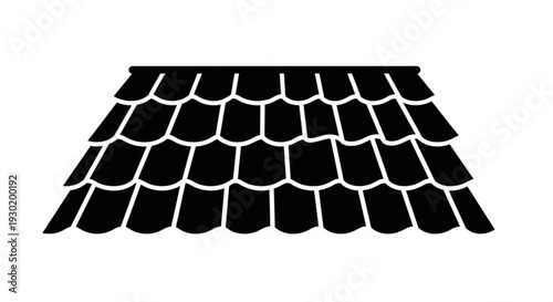 Simple black and white illustration of a roof with tiled pattern viewed from above