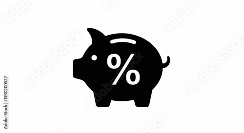 Piggy Bank with Percentage Symbol Icon - Savings and Finance Concept