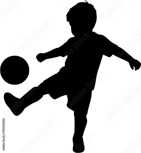 Silhouette of a soccer player performing ball control and juggling with his knee and foot