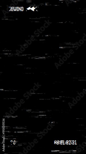 VHS rewind glitch effect old retro screen overlay footage