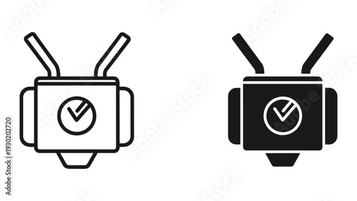 Vintage radio icons, black and white style, vector illustration
