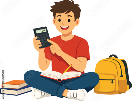 Cute Kid Counting Numbers Flat Vector