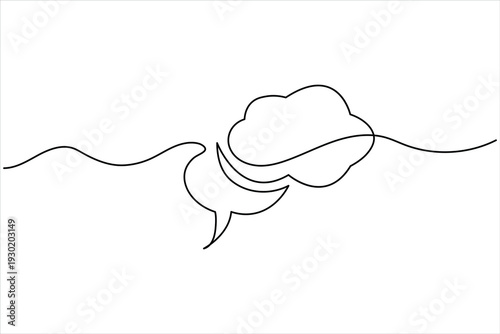 Ear continuous line drawing illustration of a human hearing organ in minimalist style