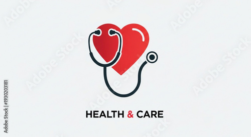Health and care concept with stethoscope and heart symbol on white background representing medical treatment and wellness services for healthcare professionals and patients