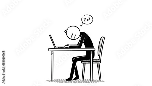 Man falling asleep at desk with laptop computer