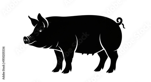 Black Silhouette of a Pig.