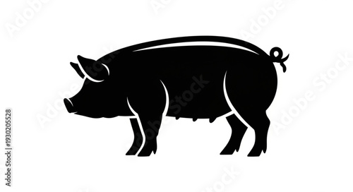 Black Silhouette of a Pig.